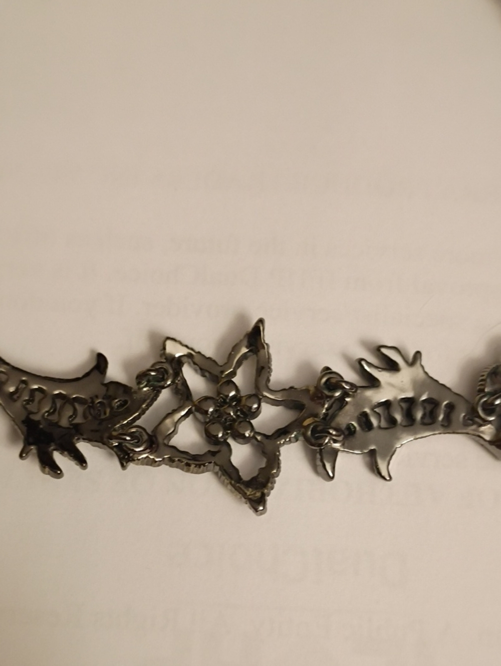Givenchy Silver Floral Metal Statement Necklace in Gunmetal - Picture 5 of 7